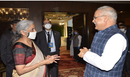 CM Bhupesh Baghel held a courtesy call on Union Finance Minister Nirmala Sitharaman in New Delhi today.