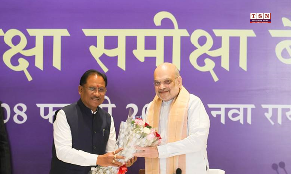 Amit Shah chairs a security review meeting on Left Wing Extremism in Raipur