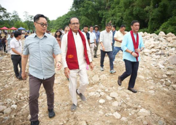 Union Minister Shri Shivraj Singh Chouhan, Along with Kiren Rijiju and CM Pema Khandu, Conducts Aerial and Ground Survey of Flood-Hit Arunachal Pradesh