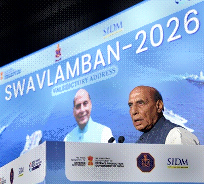 Raksha Mantri calls for ‘Aatmanirbharta 2.0’, next leap in defence self-reliance, at SWAVLAMBAN 2026